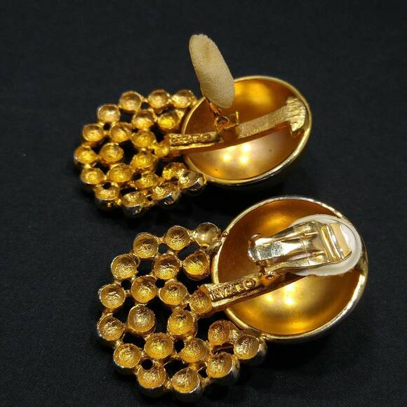 Vintage Edwin Pearl Runway Earrings, Gold Plate, 1950s Mid-century Modern - Picture 8 of 9